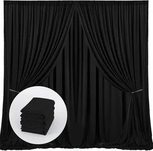 20ft x 8ft Wrinkle Free Black Backdrop Curtains for Parties 4 Panels Thick Polyester Photo Backdrop Drapes for Weddings Birthday Photography Background Curtains Silky Material Easy to Hang On - Decoration