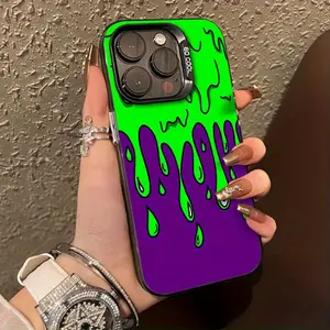 Purple and green lava trendy cool pattern, anti-drop, non-slip TPU full-cover lens mobile phone protective case, suitable for iPhone 17 16 15 14 13 12 11 XS X, Samsung and other series models, can be given as a gift to friends or family