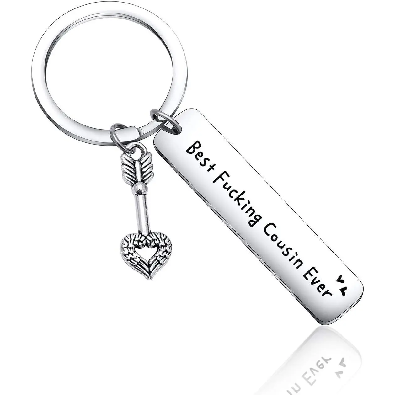 Women's Durable Metal Keychain, Personalized Cousin Keyring & Key Charm Accessory, Inspirational Birthday Christmas Gift for Sister Friend