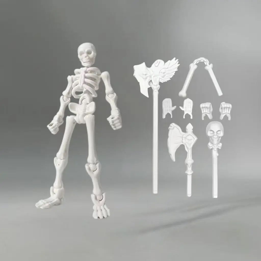 Poseable Skeleton Figurine Sculpture DIY Building Kit - Articulating Miniatures for Creativity, Stress Relief, Unique Decor, Cool Stuff for Room, Creepy Cool Home Abs Desktop Art Ornament, Room Decorations
