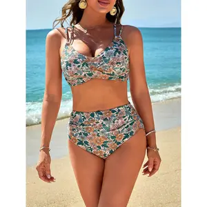 2026 Floral Print Bikini Set - Beach & Pool Party, Adjustable Straps Swimwear with Mix-and-Match Tops & Bottoms, Swimsuits, Bathing Suits 2026,summervibes