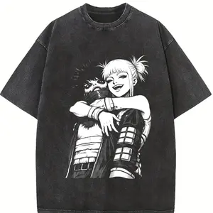 Dabi x Toga My Hero Academia  Anime Double Printed Vintage Washed Tee Unisex Oversize Anime Manga Washed Heavyweight Cotton T-shirt boyfriend  tees wicked  merchandise