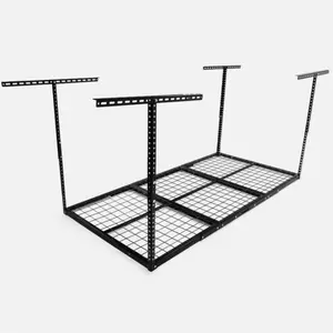 Steel Black Overhead Garage Storage Rack 3x6 Adjustable Safe and Stable Frame