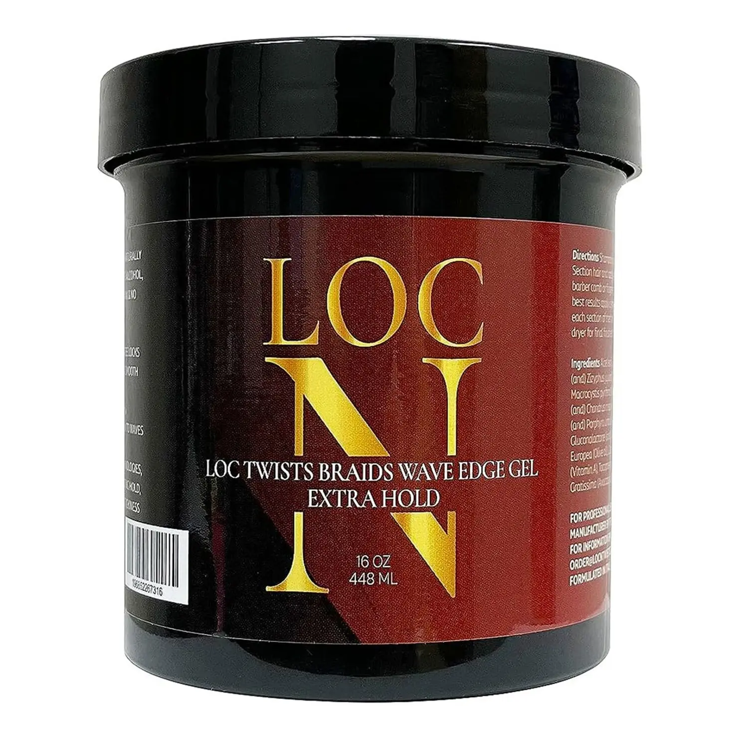Loc N Loc Edge Control Gel, Extreme Hold Braiding Gel with Castor Oil for Frizz-Free Twists, Braids and Waves - 16oz, Haircare, Hair Styling Product, Long Lasting, Smooth, Chemical Free, Formaldehyde-Free