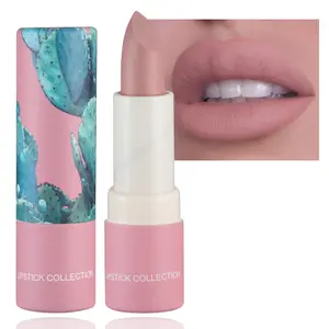 Matte Nude Lipstick,Nude Paper Tube Nude Matte Lipsticks for Women,Bold & Intense Colors,Non-Stick Cup Not Fade Silky Smooth Velvet Lip Gloss Set Nude Lip Stick Fashion Matte Lipstick Lip Makeup(Pink) springtok