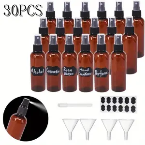 24Pcs Amber 2oz Spray Bottles with Fine Mist Nozzle - BPA & Formaldehyde-Free Plastic, Ideal for Essential Oils, Perfumes, Alcohols & Sensitive Liquids, UV Protection - Home Improvement. Tin Canister Organiser