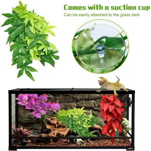 Reptile Tank Fake Vines with Suction Cups, Realistic Flower Habitat Decor, Lizard Snake Hideout, Wall Hanging Plant outdoorfun