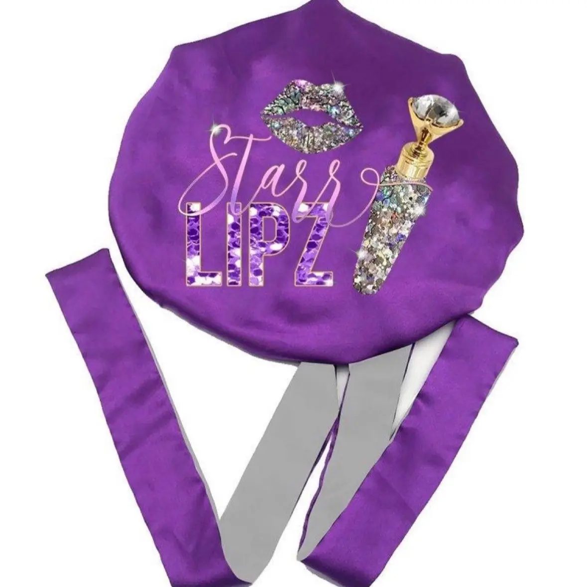 StarrLipz Bling Diamonds Silk Sleeping Cap Edge Scarf Rhinestones Bonnets
