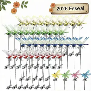 Realistic Dragonfly Clips for Outdoor Garden Decor, 12 Pack Holographic Reflective Wings Summer Farmhouse Yard Ornaments, Rustic Accents for Plant Pots Fence Patio Wedding