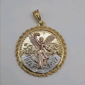 Centenario pendant rope  three colors style gold plated medium size No chain