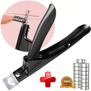 1Pc Nail Clipper+15Pcs Magnets/set,Salon Quality,Black Adjustable Nail Clippers with Magnets Sizers for Acrylic Nails, Stainless Steel Nail Cutter Trimmer for Artificial Tips Manicure Sharp Blade Clip Tool for Salon Beauty,Nail Art Tools
