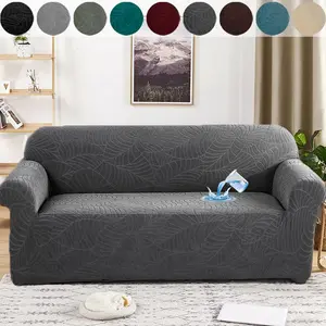 Waterproof Leaf Jacquard Sofa Cover Set with Pillow Case Pet Scratch Resistant Durable and Stylish Living Room Decor Elastic Sofa Slipcover Stretch Sofa Cover