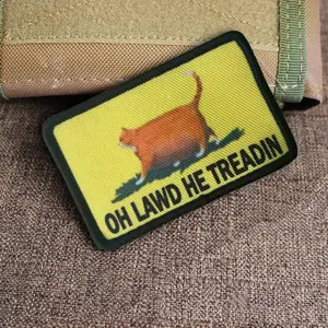Oh Lawd He Treadin Patches Hook&Loop Fat Cat Meme Flag Patch Badge Armband Backpack Stickers