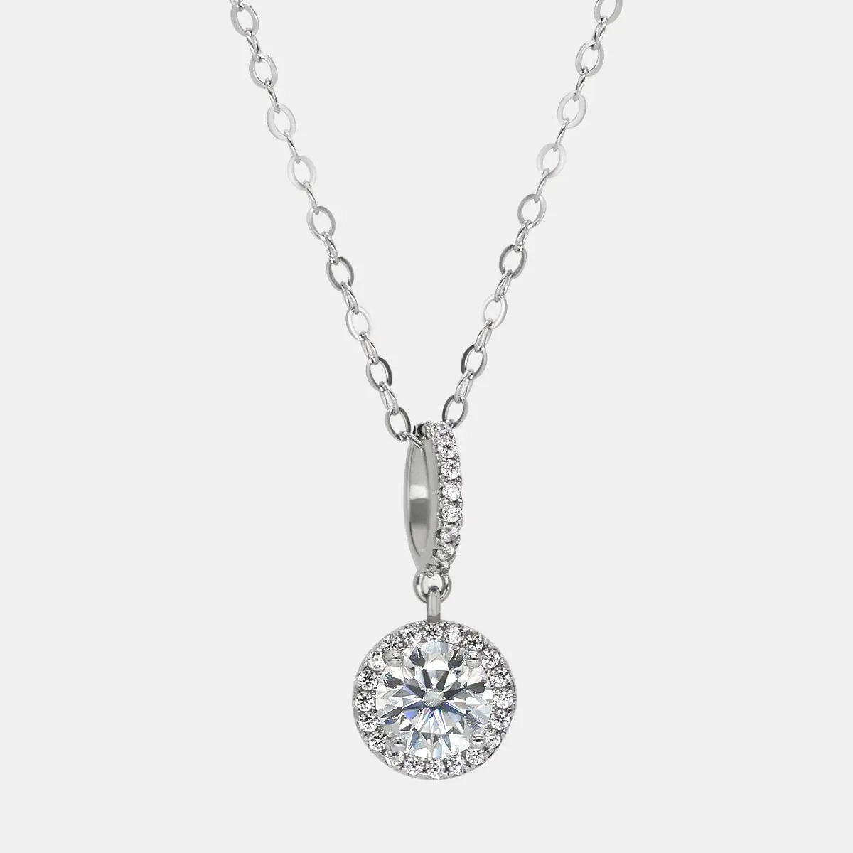 【21】1CT Round Synthetic Moissanite Necklace – Classic Elegant Jewelry for Women, Perfect for Special Occasions