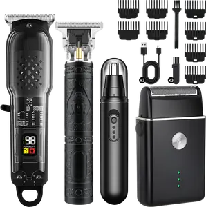 Hair Clipper Kit, Nose Hair Trimmer, Electric Shaver for Men - Precision Hair Trimmer with Sharp Blades, LED Display, 8Guide Combs, Cordless Design Rechargeable Barber Clippers Wireless Barber Clippers