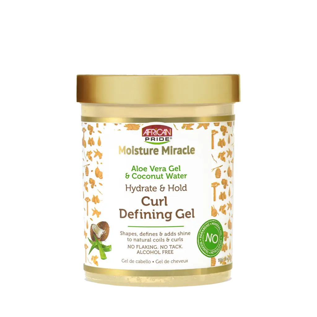 African Pride Moisture Miracle Aloe Vera Gel & Coconut Water Curl Defining Gel, Hydrate & Hold