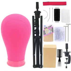 22 Inch Wig Head Stand, Adjustable Tripod Mannequin Head Set for Cosmetology, Rose Wig Stand with Head, Adjustable Wig Cap, Hair Styling Accessory