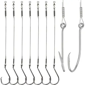Fishing Catfish Circle Hooks Rig, 50pcs Leader Hooks for Catfish, Bass, Saltwater