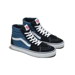 VANS Sk8 Hi Navy High-Top Casual Sneaker Trainers, Men's Footwear with Lace-Up Laces, Round Toe, All-Season Durable Suede Canvas Uppers, Reinforced Toe Caps, Supportive Padded Collars, Signature Rubber Waffle Outsoles, Style VN000D5INVY1, Shoe, Walking Sh