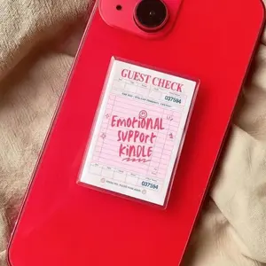 Guest Check Kindle Grip, Book Lover Phone Accessory, Retro Receipt Design Phone Holder, Emotional Support Kindle Bookish Merch, Reading Accessory for Phone Case, Cute Gift for Librarian or Teacher