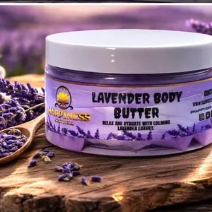 Happiness  Body Butter 4oz - Hydrating & Nourishing Cream for All Skin Types - Relax and Hydrate with Calming Lavender Luxury