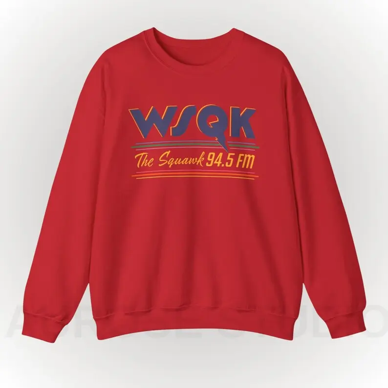 WSQK The Squawk Sweatshirt, WSQK The Squawk 94.5 FM Radio Gildan Sweater, Vintage Sci-fi 80s Nostalgic Crewneck, Retro Sweatshirt Gift