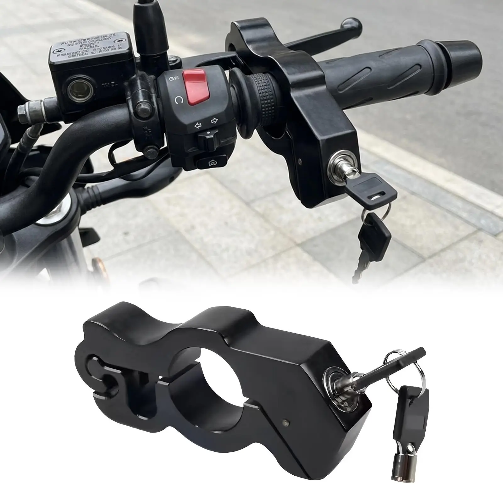 Heavy-Duty Anti-Theft Bike & Motorcycle Handle Lock, Anti-Theft Brake Lever Lock, Cut-Resistant Secure Cycling & Motorcycle Security Lock Sleek Glossy Finish