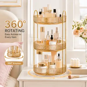 Raybee Raybee 360 Rotating Makeup Organizer, Large 2-3 Tier Acrylic Cologne Perfume Holder for Vanity Countertop, Steady Lazy Susan Cosmetics Storage Organizer, Space Saving Fragrance Display Tower for Figures Lipsticks Brushes, Perfect Gift for Women Men