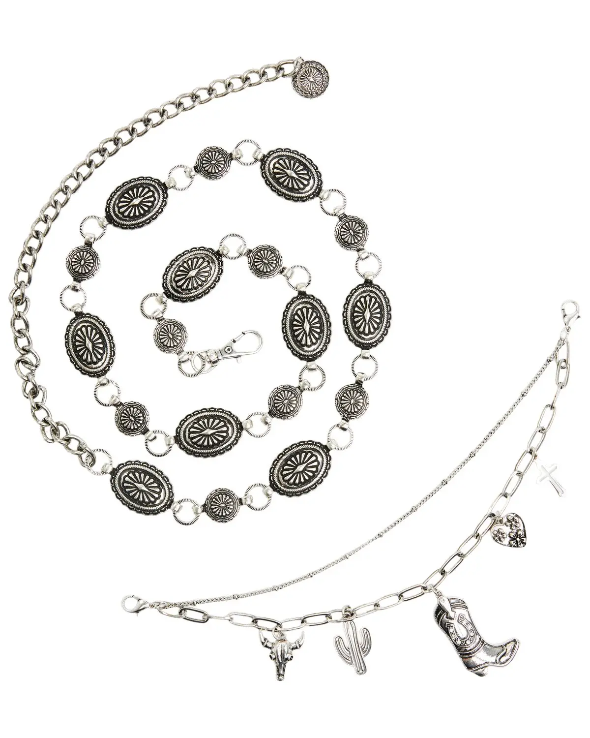 Shyanne Women's Women'S Layered Charm Concho Chain Belt - Aa590-Slvr