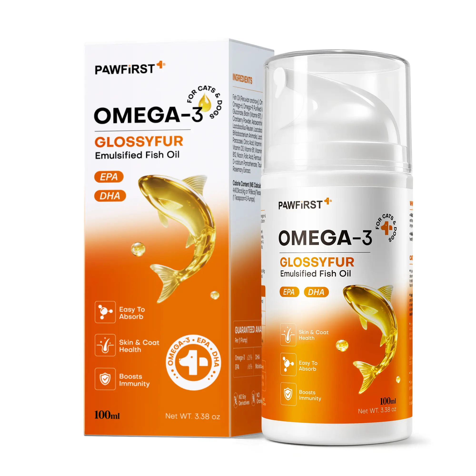 PawFirst Emulsified Fish Oil for Dogs and Cats, Omega 3 for Healthy Skin and Shiny Coat, Tasty, Fast-Absorbing Omega 3 6 9 Liquid Supplement with EPA & DHA- Supports Joints, Brain, and Heart 3.4oz #SummerVibes #petlovers