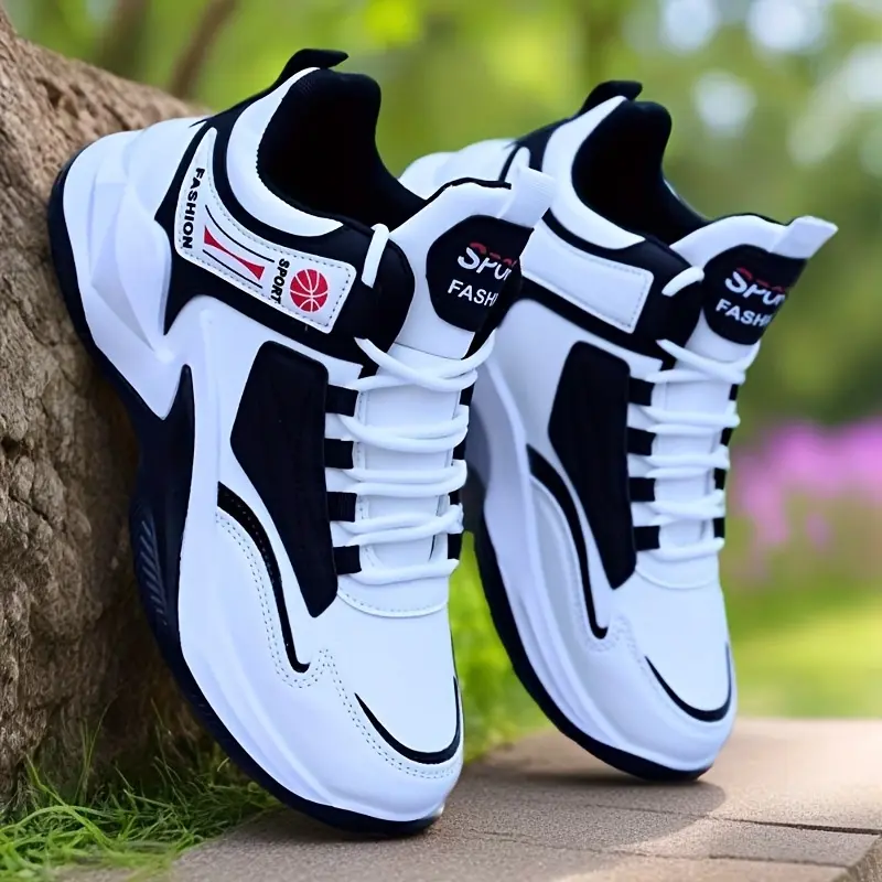 UYCEKK Men'S High-Top Basketball Sneakers in White with Red And White Details, Featuring a Lightweight EVA Sole And a Comfortable Fabric Lining, Suitable for All-Season Casual Sports Activities
