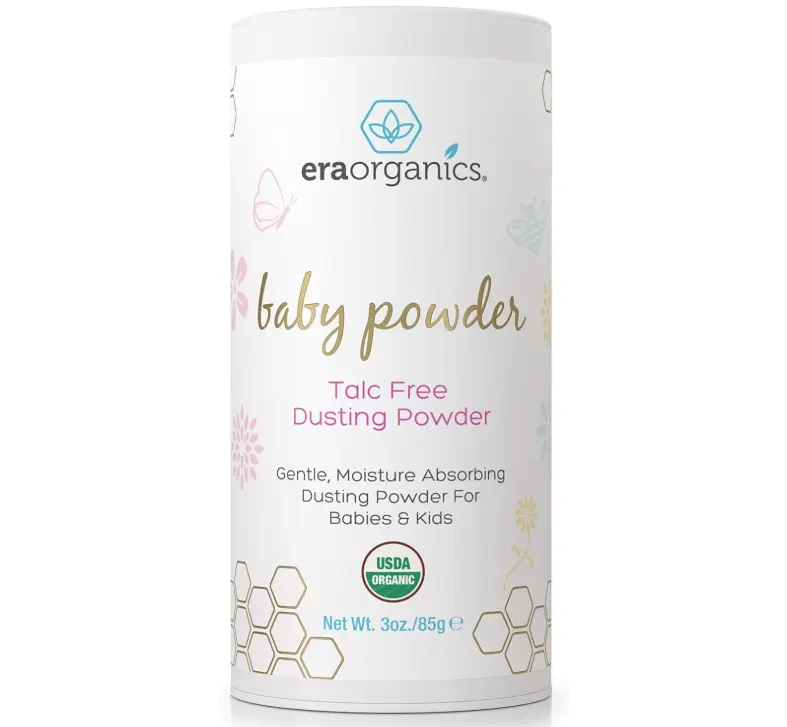 Era Organics Talc-Free Organic Baby Powder - USDA Organic Dusting Powder with Arrowroot, Calendula and Cornstarch for Newborns, Babies or Toddlers - Soothing, Fragrance Free, Made in USA (3oz/85g)