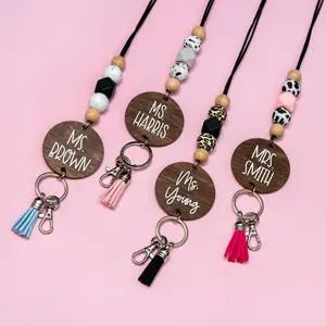 By the Graces - Personalized Beaded Lanyards for Teachers - Extremely Durable, Cute, & Stylish Lanyard - Neutral Lanyard