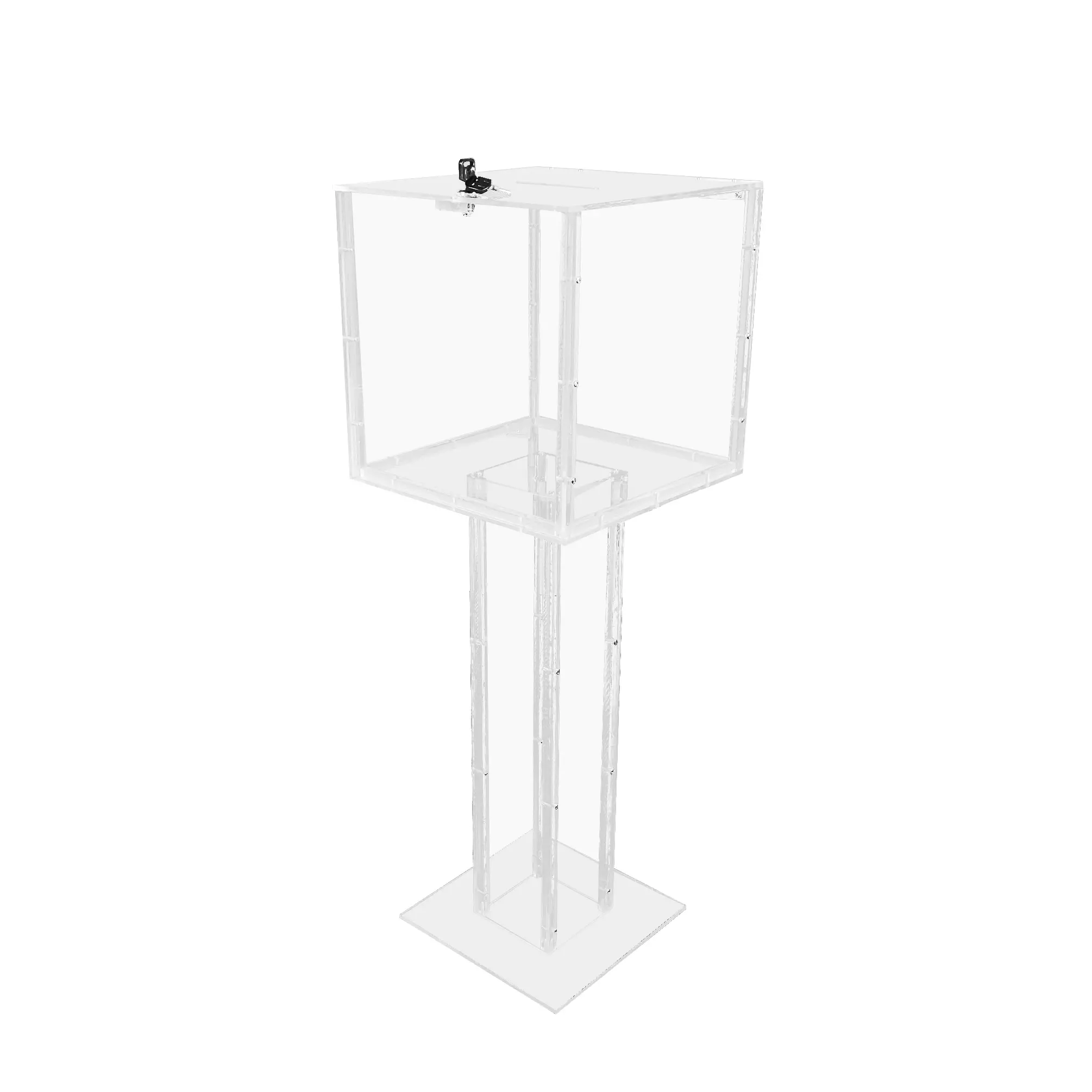 FixtureDisplays® Clear Plexiglass Large Floor Standing Tithing Box Offering Box Ballot Box Church Donation Box 14301