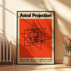Astral Projection Retro Wall Art - Mystical Thinking, Spiritual Meditation Room Decor, Poster Mental Health Poster for Creativity