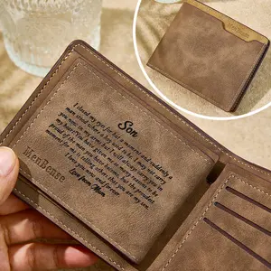 Personalized Leather Engraved Wallet for Son Wallet with Unique Engravings Birthday Gift