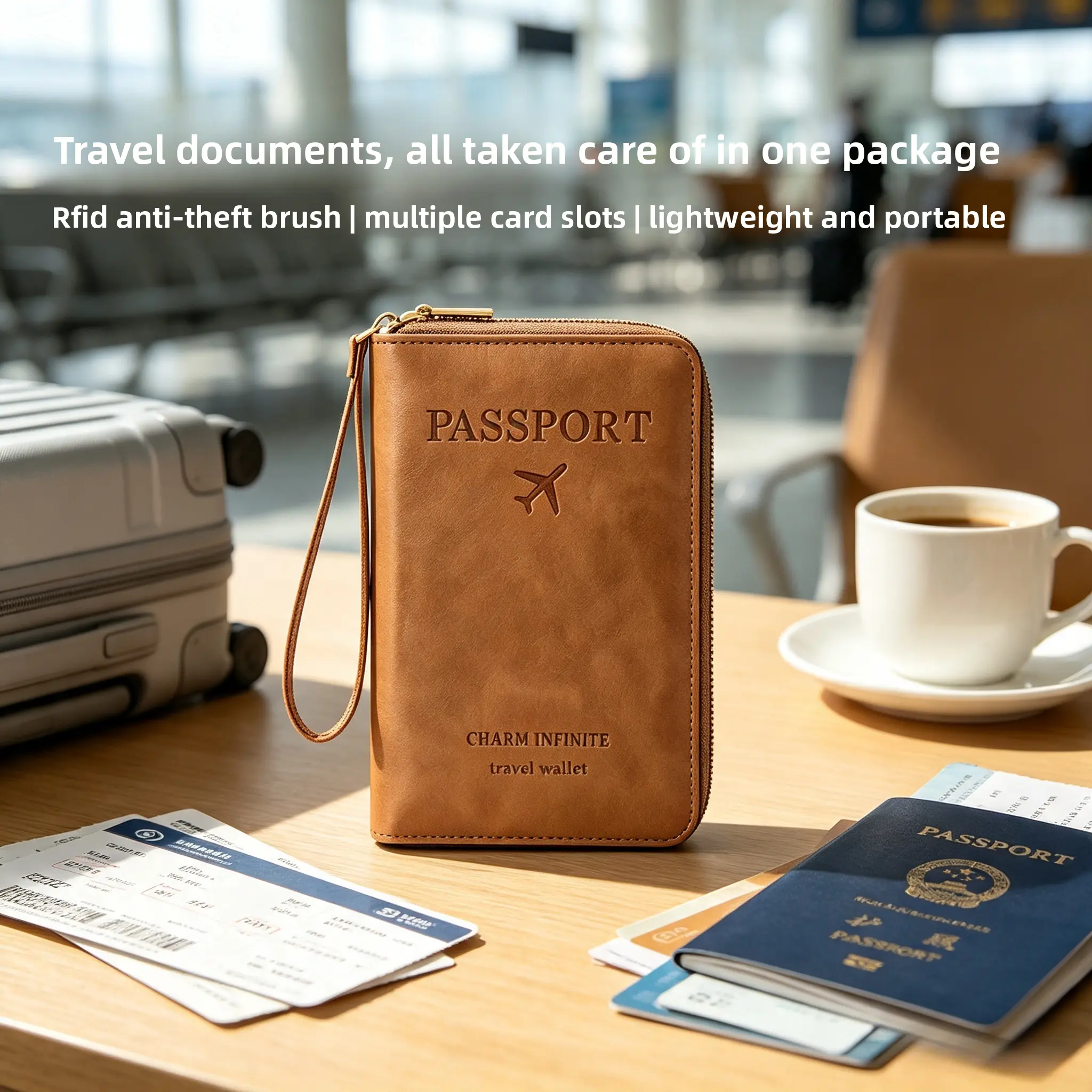 【Groove】Unisex RFID Blocker PU Leather Passport Holder, Chic Solid Anti-Theft Document Cover, Minimalist Foldable Multi-Card Slots Protective Travel Case, Portable Organizer for Travel, Airport