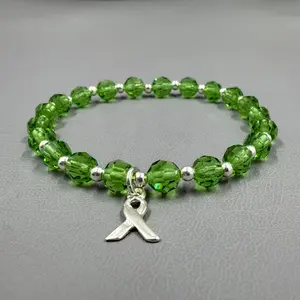 Lymphoma Awareness Bracelet | Lime Green Crystal Sterling Silver