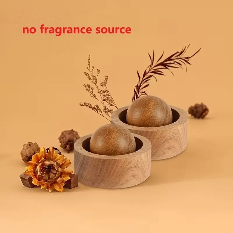 Creative Round Ball Scent Diffuser, Walnut Wood Essential Oil Diffuser, Aromatherapy Diffusers, Natural Fragrance Dispenser, Ideal Gift for Home, Car, Bathroom Decor, Aromatizer