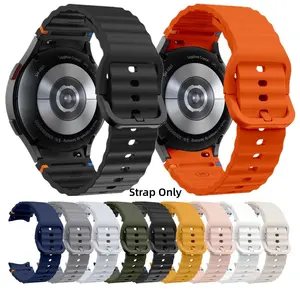 Silicone Watch Strap, Smart Watch Straps for Samsung Galaxy Watch 7 6 5 4 FE 40mm 44mm/6 Classic 43mm 47mm/5 Pro 45mm One-Button wristband with arc interface Seamless Wave Stitching Men & Women Replacement Band