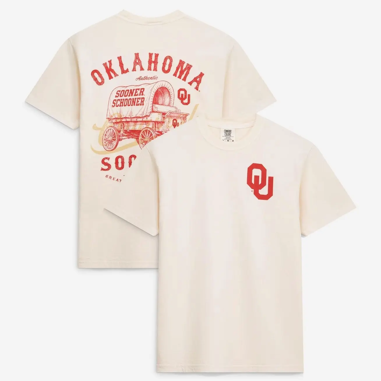 Oklahoma Sooners Vintage Mascot T-Shirt - Cream Vintage Graphic T-Shirt, Oversized Streetwear Tee, Premium Cotton Short Sleeve Top, Retro Y2K Casual Unisex Shirt for Men & Women