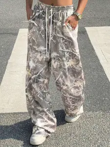 Women's Camo Print Tie Side Drawstring Sweatpants, Casual Comfy Wide Leg Trousers for Daily Wear, Ladies Bottoms for All Seasons
