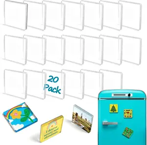 DIY Fridge Magnet Craft Set, Acrylic Square Decorative Refrigerator Magnets with Adhesive Backing, Ferrite Magnets for Office, Classroom, Cabinets, Kitchen (0.5 mm Thickness)