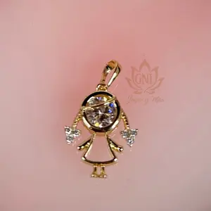 14k Gold Plated Cubic Zirconia Girl Pendant