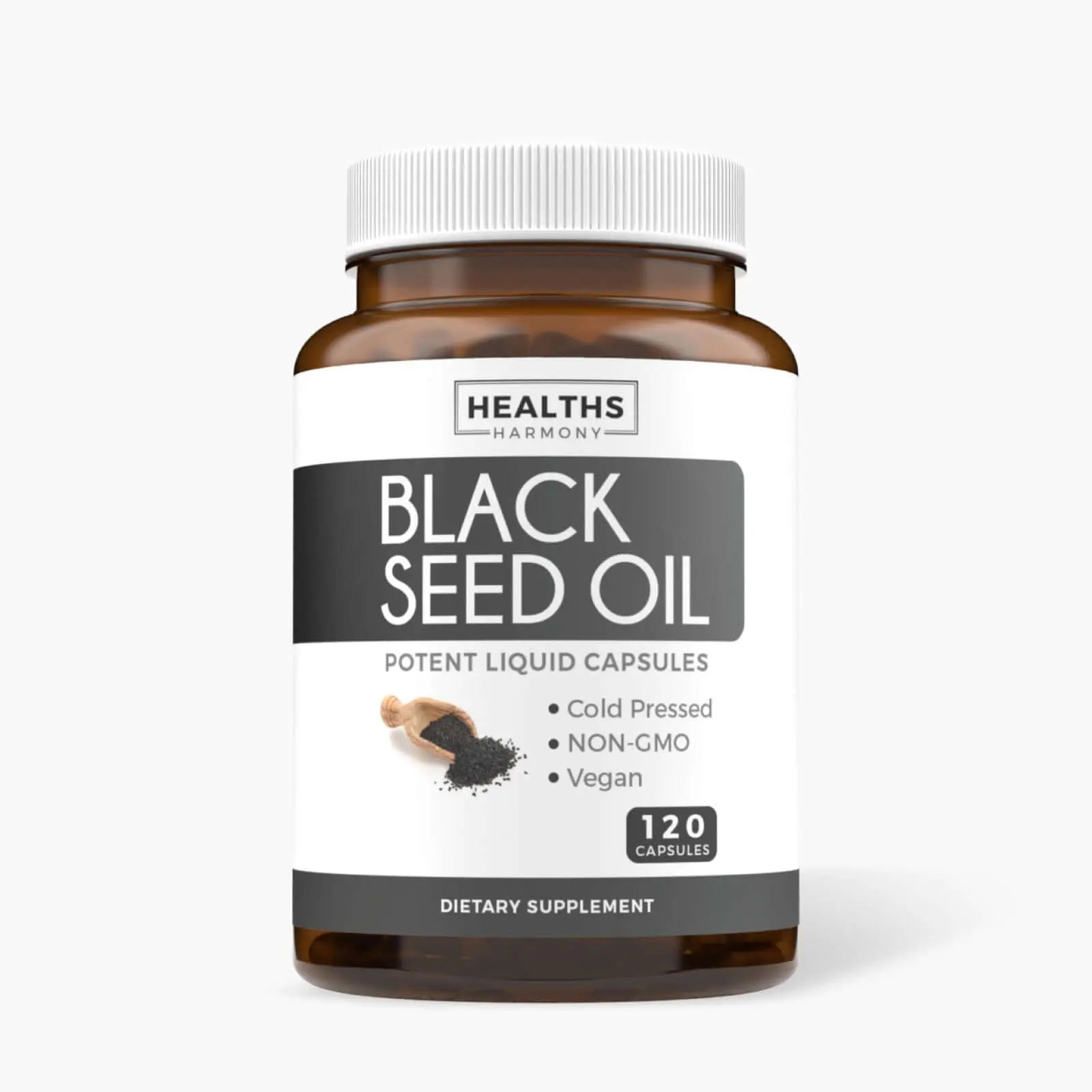Black Seed Oil Softgel Capsules Skin Health (Non-GMO & Vegan) Cold-Pressed Nigella Sativa Pure Black Cumin Seed Oil with Vitamin E Healthcare Supplement