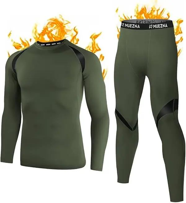 Long Johns Thermal Underwear for Men Skiing Winter Warm Hunting Gear Fleece Lined Base Layer Set Top Bottom