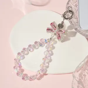 YUMMEE Pink Crystal Bow Phone Charms Compatible with All Phone Cases Fashion Accessory Brighten Your Look for Cellphone & Smartphone