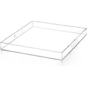Clear  Ottoman Tray with Handles 18"x18"x2" Spill proof  Serving Tray Organizer Tray Decorative safe  tray For Living Room Entryway Bedroom Kitchen Coffee Table coutertop
