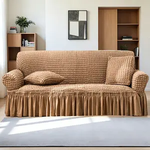 Stretch Sofa Cover, One-Piece Easy-to-Install Sofa Slipcover, Universal Stretch Furniture Protector (with Skirt) for 1-4 Seat Sofas, Machine Washable