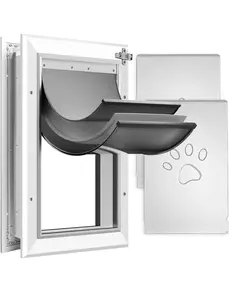 [Petoasis] Heavy Duty Aluminum Dog Door with medium for Door, Silvery White
